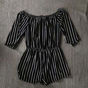 Off the Shoulder Striped Romper (ONLY WORN ONCE)